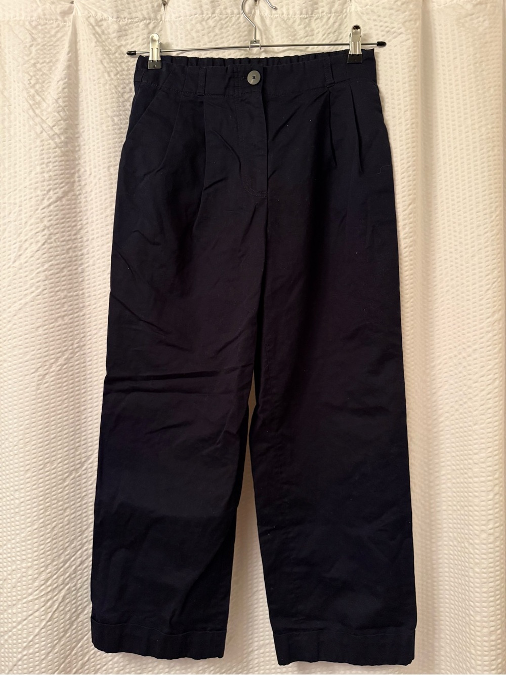 Massimo Tutti Straight Leg Linen Blend Trousers US 4 EUR 36 Navy Blue Pants